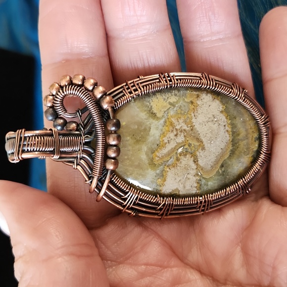 Pale Unakite Copper Pendant - Picture 2 of 4
